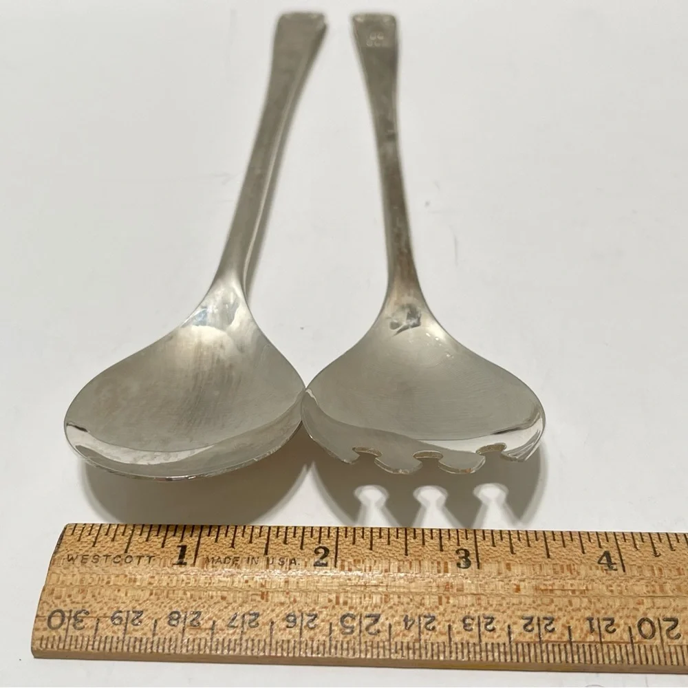 Vintage Silverplate Salad Serving Utensils Set Italy Scrolled Elegant Holiday 9